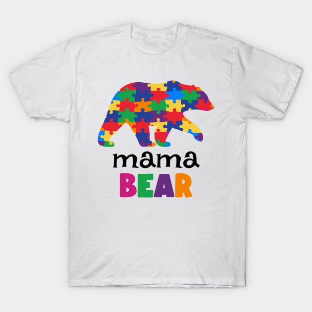 Puzzle Mama Bear Autism Awareness Gift for Birthday, Mother's Day, Thanksgiving, Christmas T-Shirt by skstring